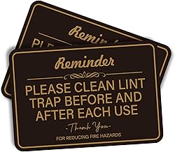 2PCS Clean Lint Trap Reminder Sign, Self-adhesive Waterproof and Anti-fading Clean Lint Trap Before and After Each Cycle sticker for Dryer, Essentials for Hosts and Guests Bathroom Sign