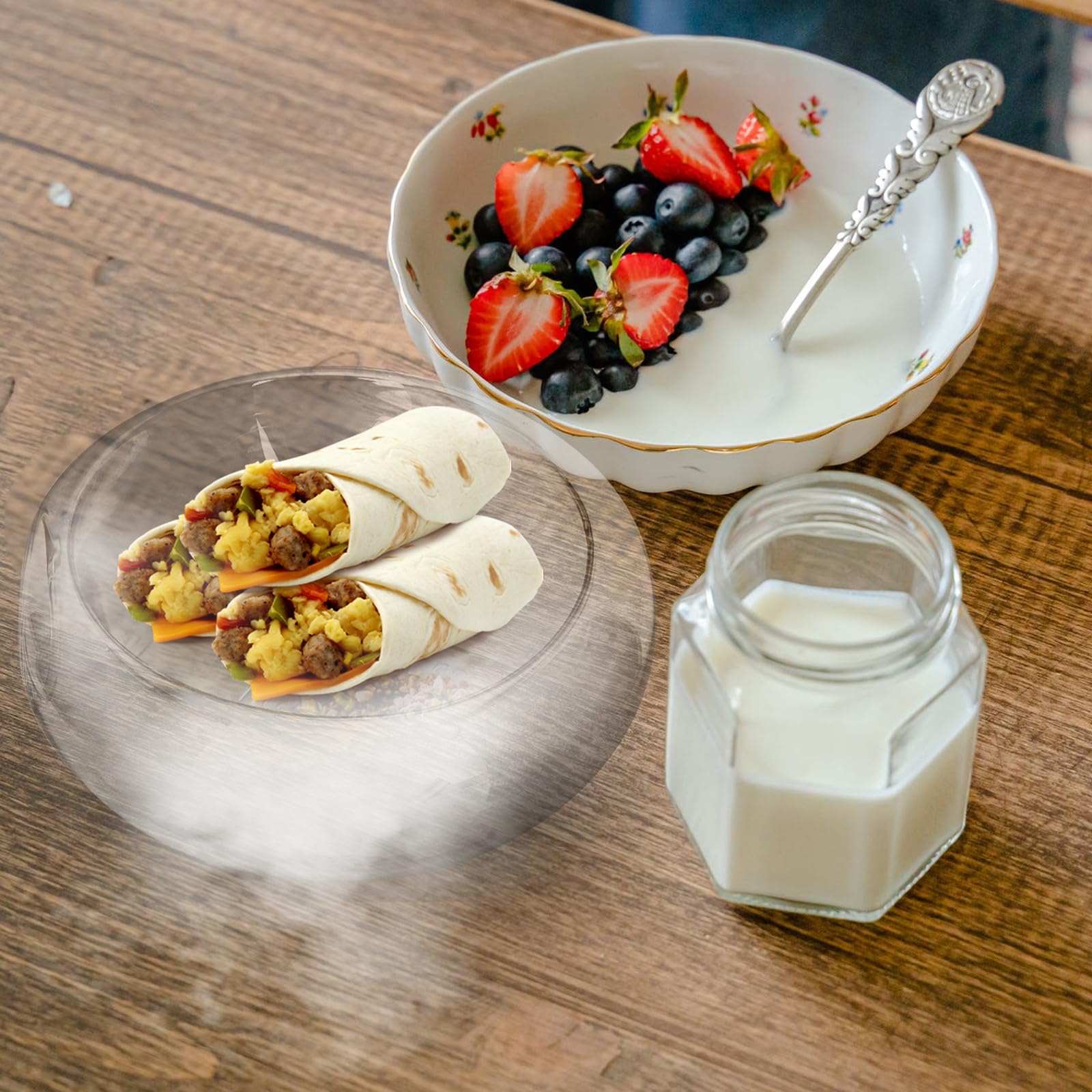 FOMIYES Ciotola Salad Bowl in Vetro Borosilicato Alto, Rotonda | Trasparenza Cristallina, Superficie Liscia e Pulizia Semplice, Lavorazione Curata per Uso Quotidiano