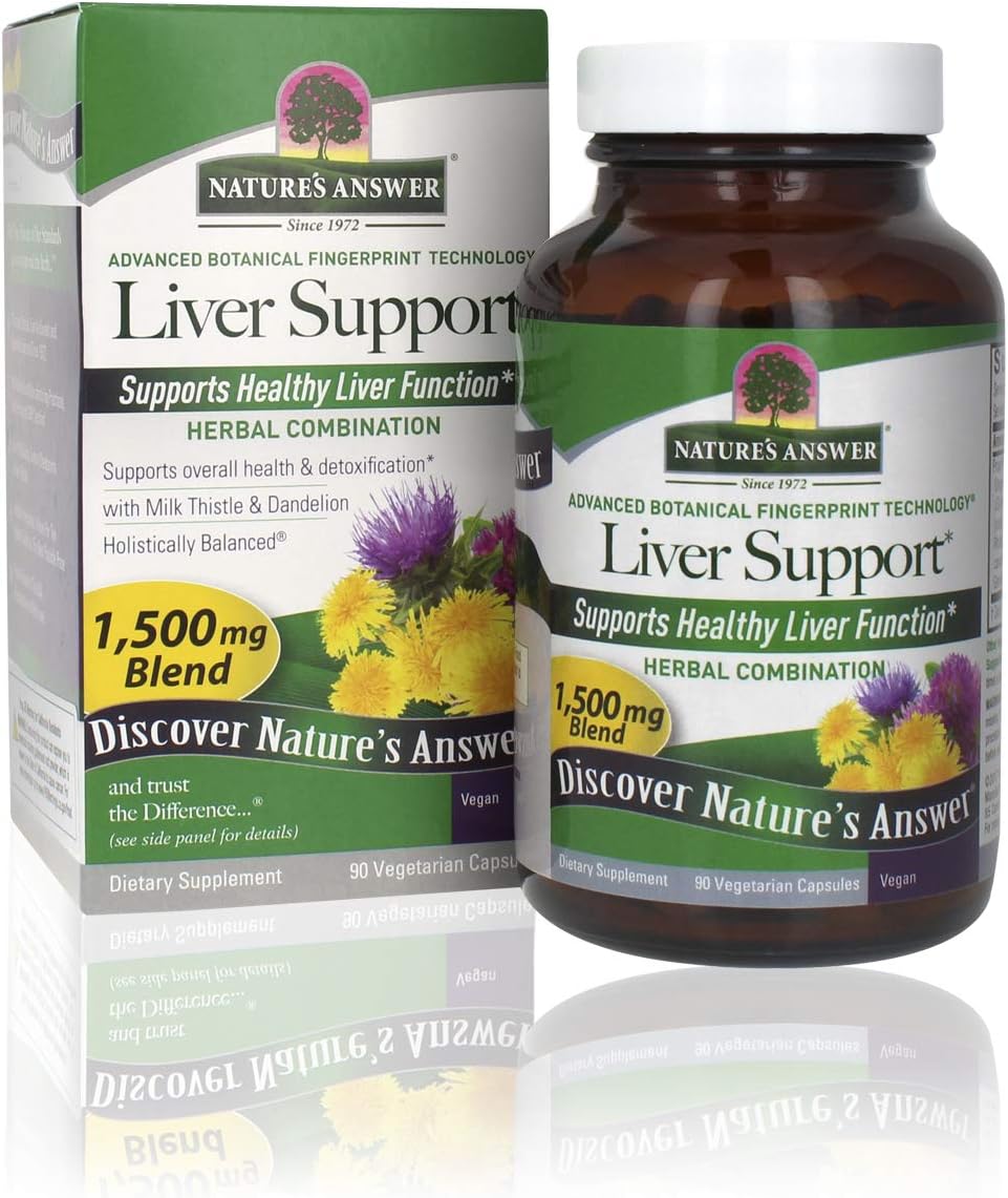 Nature&amp;#39;s Answer Liver Support Herbal Combination Dietary Supplements Organic Natural Vegetarian Vegan Support Ideal for Healthy Liver Function &ndash; 1500mg 90 Capsules