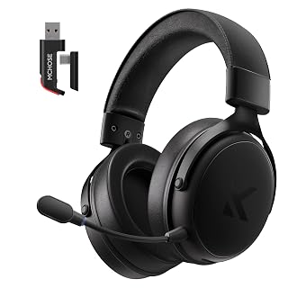 MCHOSE V9 PRO Wireless Gaming Headset 7.1 Surround Sound for PS5 PS4 PC SWITCH TOPSPEED Gaming Headphones with Noise Canceling Mic, 250Hr Battery, Low 15ms Latency, Lightweight, BT 5.3 FPS Games Black