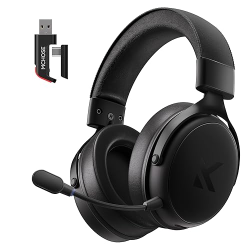 MCHOSE V9 PRO Wireless Gaming Headset 7.1 Surround Sound for PS5 PS4 PC SWITCH TOPSPEED Gaming Headphones with Noise Canceling Mic, 250Hr Battery, Low 15ms Latency, Lightweight, BT 5.3 FPS Games Black