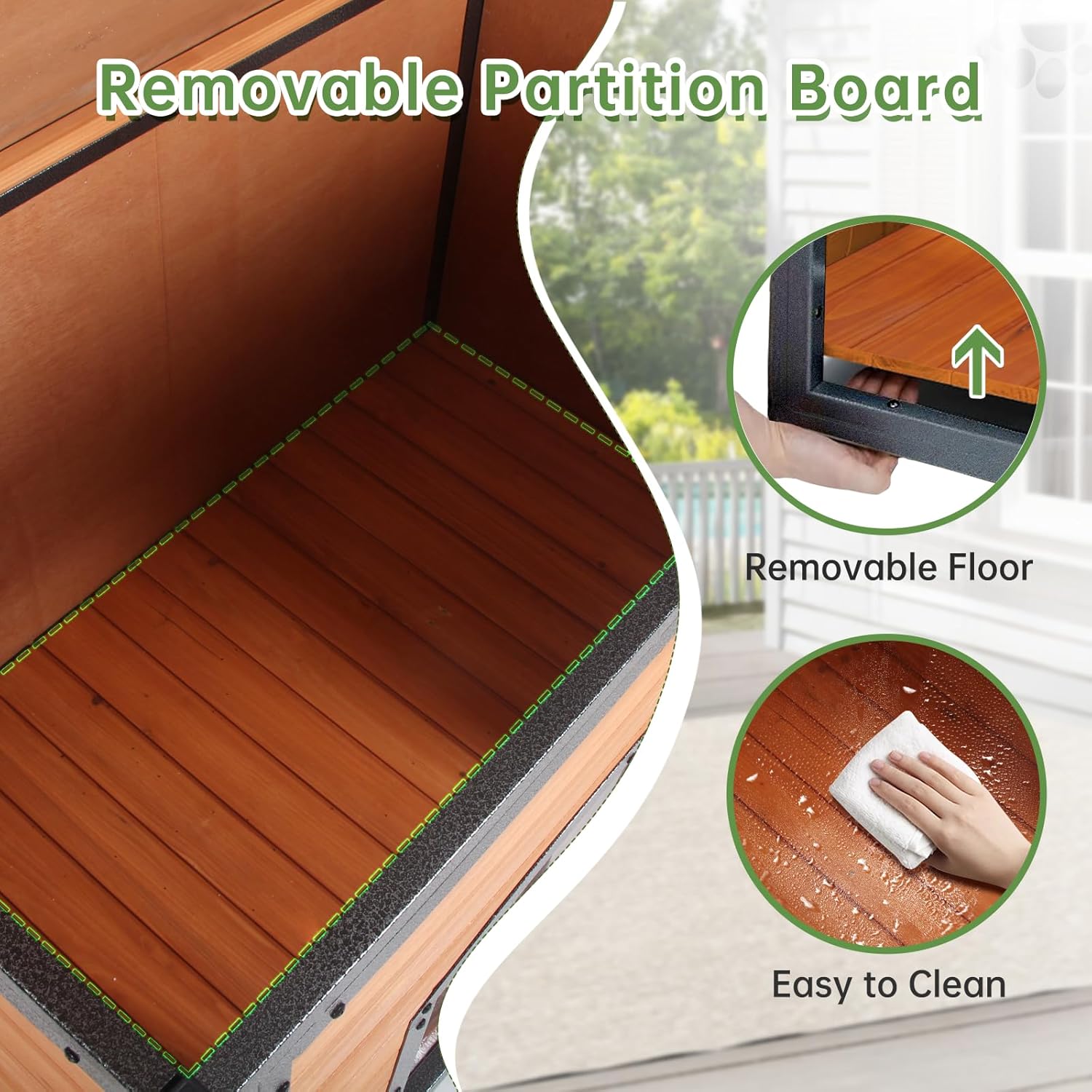 Outdoor Dog House Weatherproof with Door Dog Kennel Chew-Proof Metal Frame Removable Roof/Floor for Easy Cleaning