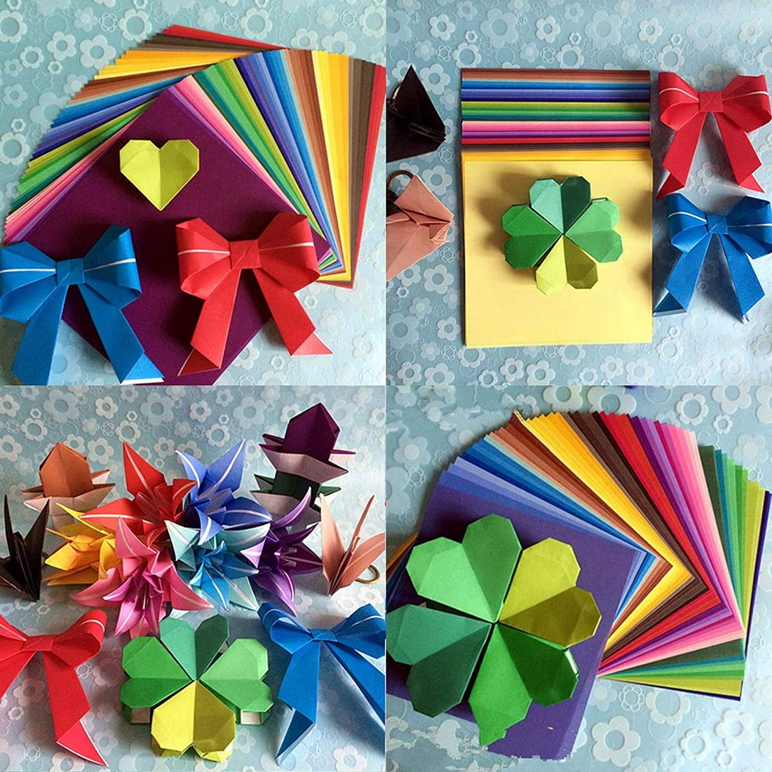 Carta Per Origami - 100 Fogli 7x7 Cm, 10 Colori Viventi, Doppia Faccia, 70 G/m², Per Bambini, Scuola, Decorazione E Lavoretti Creativi