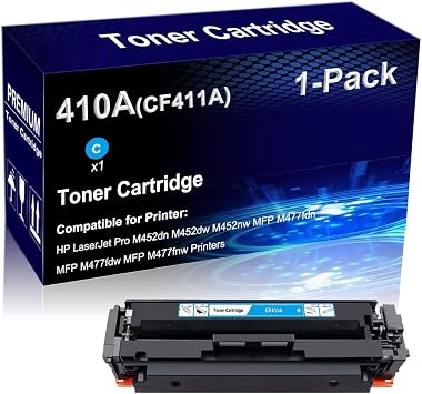 Amazon.com: 1 paquete (cian) compatible de alto rendimiento 410A | CF411A |  Cartucho de tóner de color para impresora HP Laserjet Pro M452dn M452dw MFP  M477fdn (Photos-Vivid) : Productos de Oficina