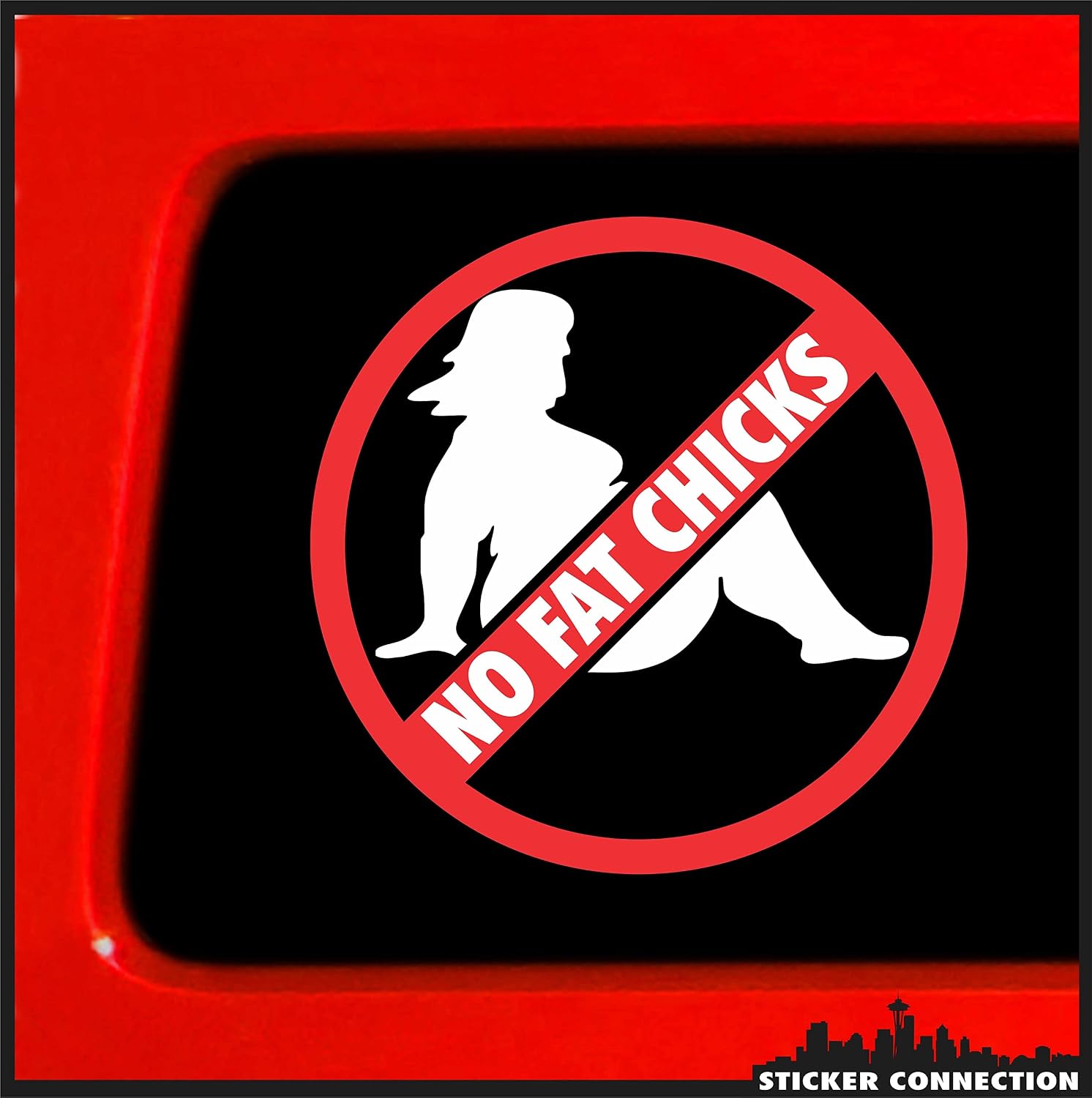 Sticker Connection No Fat Chicks Car Will Scrape Bumper Sticker