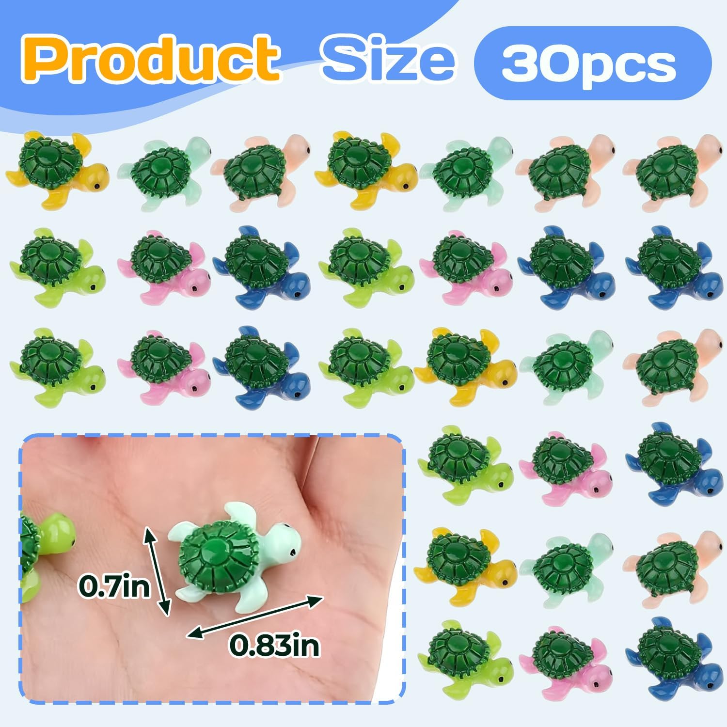 30PCS Miniature Turtles Decor,Mini Turtles,Tiny Turtles,Turtle Figurines,Miniature Turtle Statue,Micro Landscape Decor Ornament for Garden Fish Tank Home Plant Decoration Crafts DIY image 2