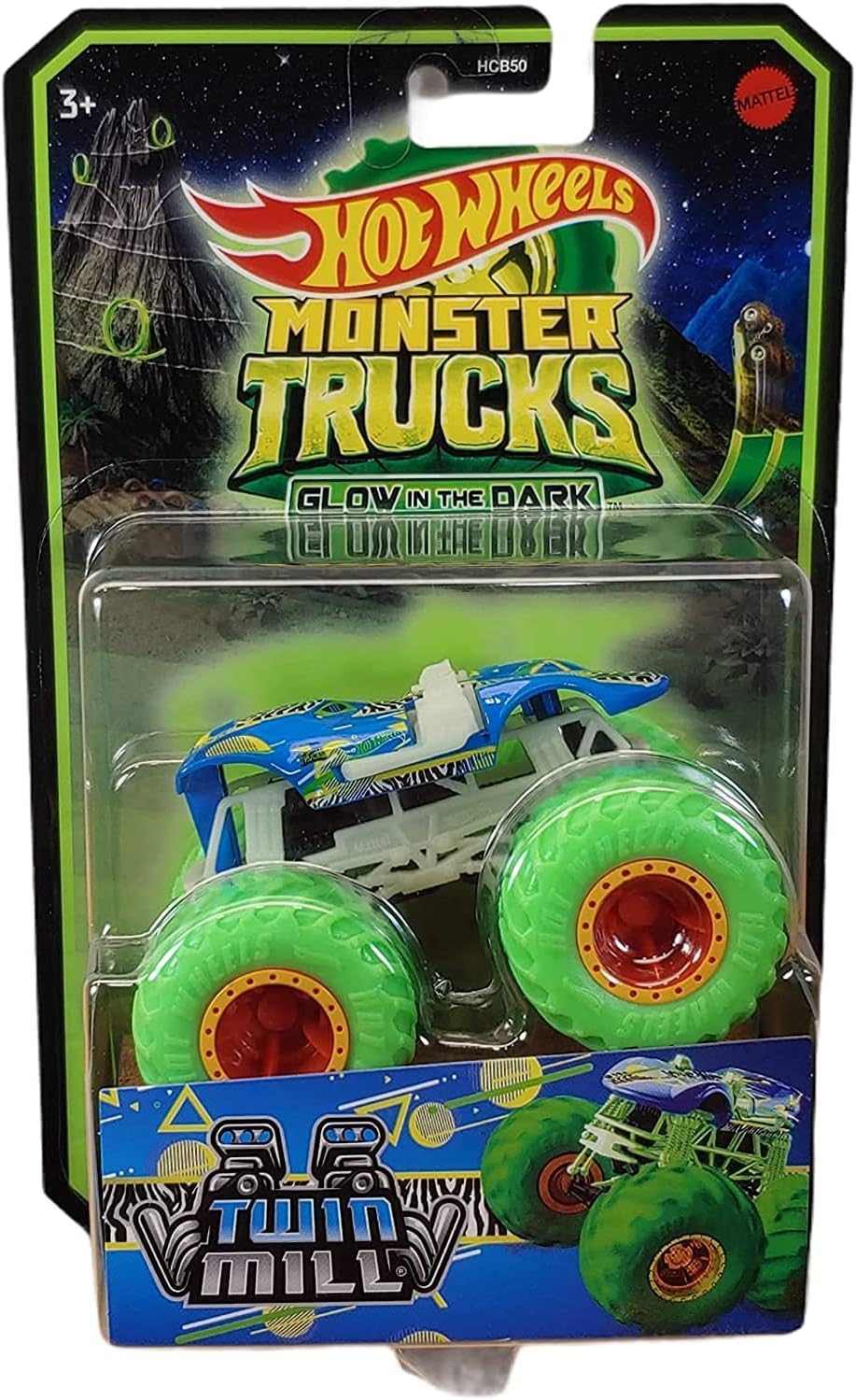 Hot Wheels Monster Trucks Twin Mill, Glow in The Dark