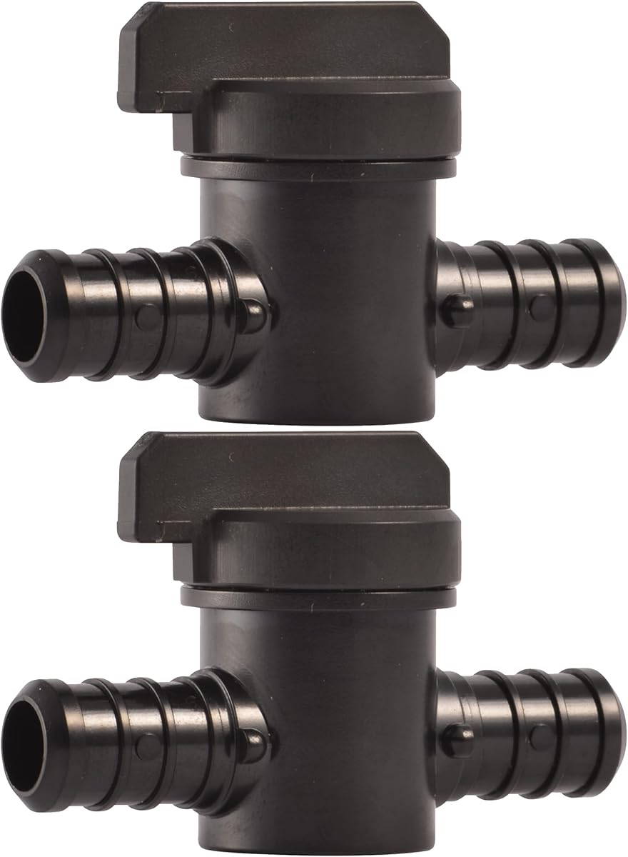 SharkBite 1/2 Inch Poly Crimp Ball Valve, Pack of 2, PEX Pipe, PE-RT, 24606Z2