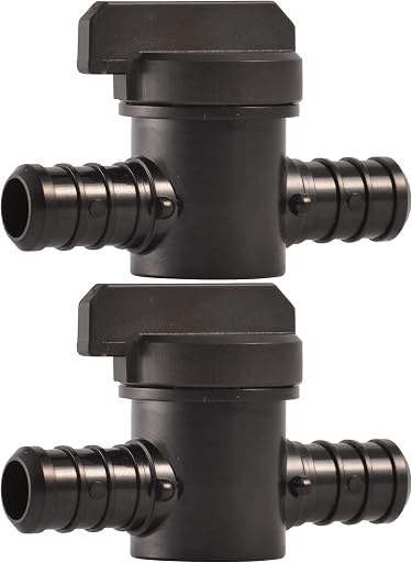 SharkBite 1/2 Inch Poly Crimp Ball Valve, Pack of 2, PEX Pipe, PE-RT, 24606Z2