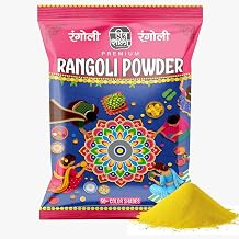 CHITRASHILA® Premium Multicolor Fine Rangoli Powder | Ultra Smooth Texture Floor Art Colors | Vibrant Rangoli Shades for Diwali, Navratri, Pooja & Festival Decoration - 1 Kg (Turmeric/Haldi)