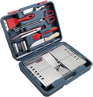 BBQ Grill Tools Set with Stainless Steel Utensils,Barbecue Fire Pit Storage Case,Outdoor Camping Kit