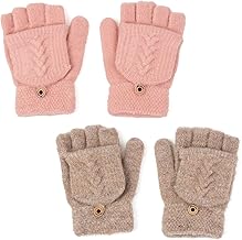Flammi Women's Warm Knitted Fingerless Gloves Convertible Mittens