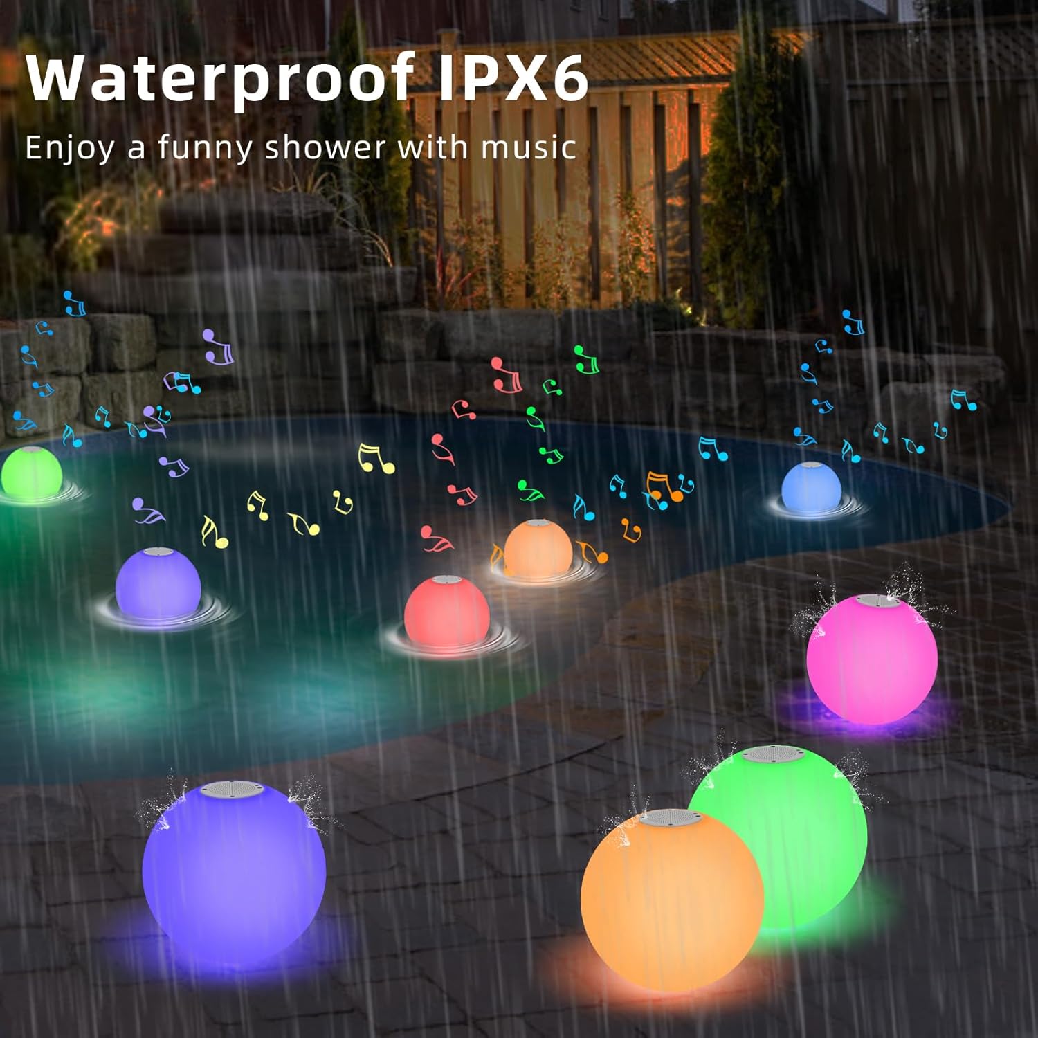 GGII 1 Pack Floating Pool Light Ball, IP67 Waterproof RGB Led Glow Pool Lights with Bluetooth