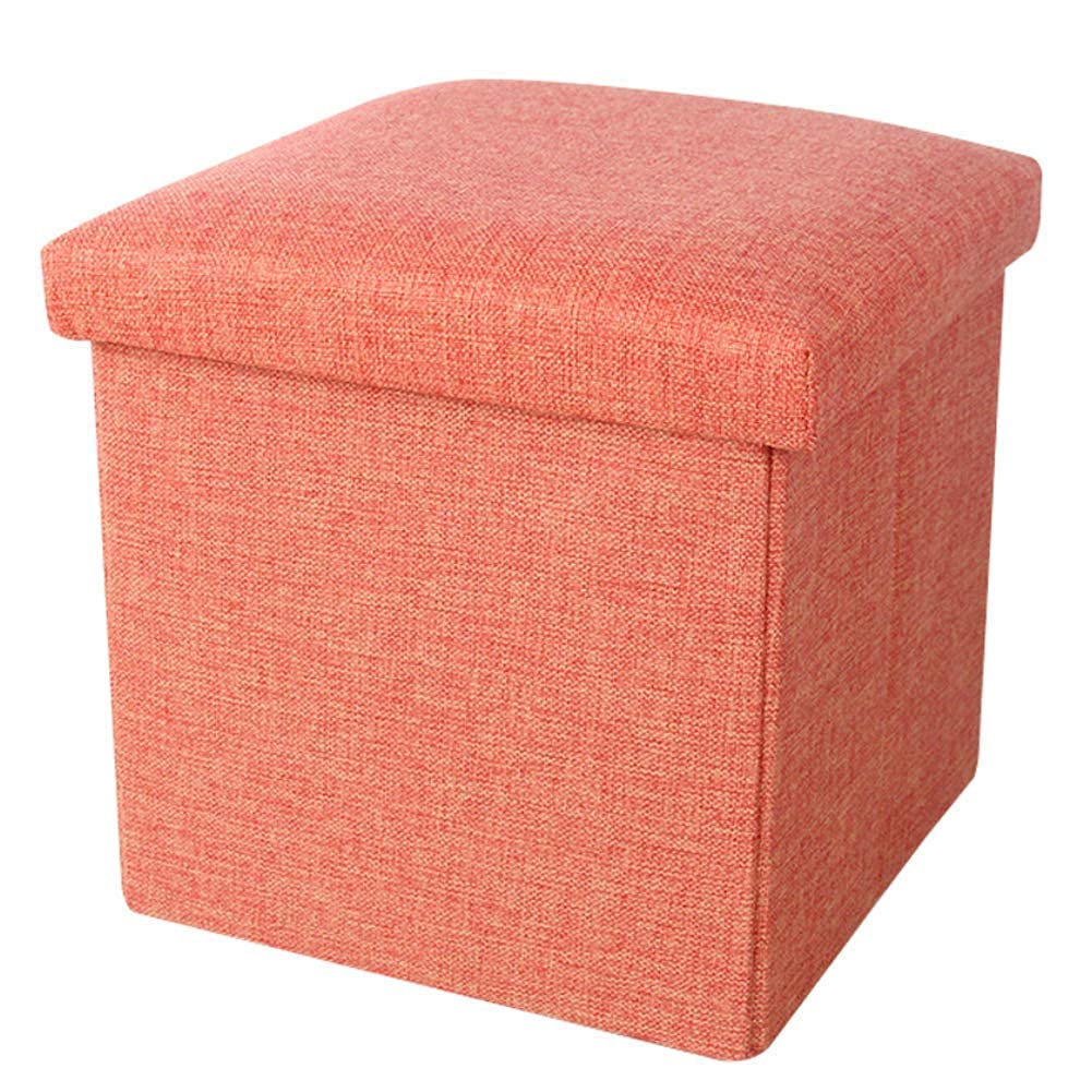 Pouf de rangement pliant pour ranger vos jouets | Tabouret cube orange gain de place