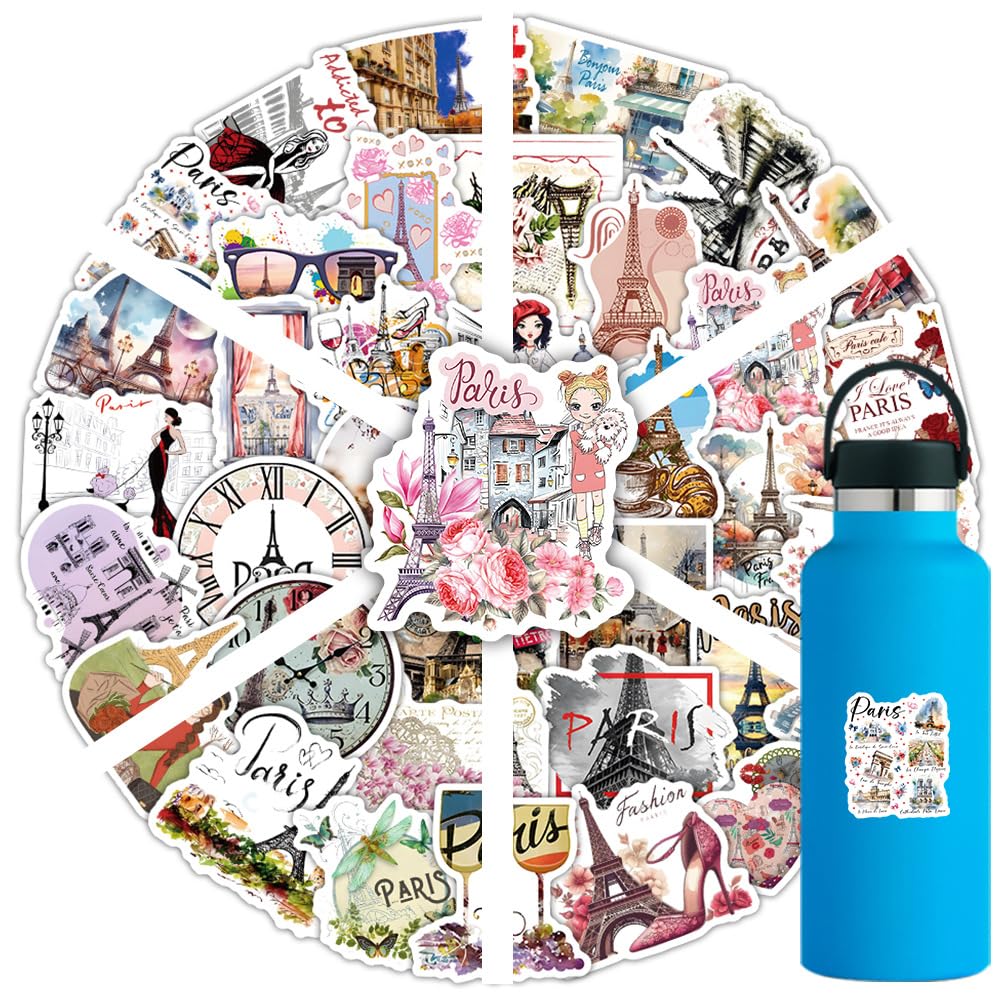 50 Pieces France Stickers for Water Bottle, Blue - Image 3