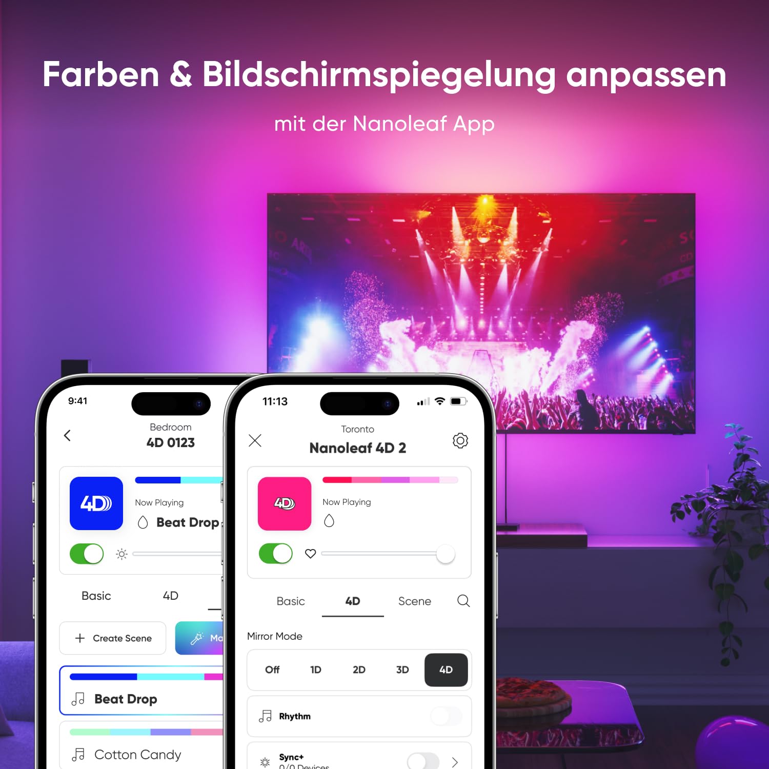 Nanoleaf 4D V2 Screen Mirror Zickzack Lightstrip Kit für TV/Fernseher bis zu 65 Zoll (165 cm) - Smart RGBW LED Streifen Hintergrundbeleuchtung + Kamera, Funktioniert mit Alexa Apple