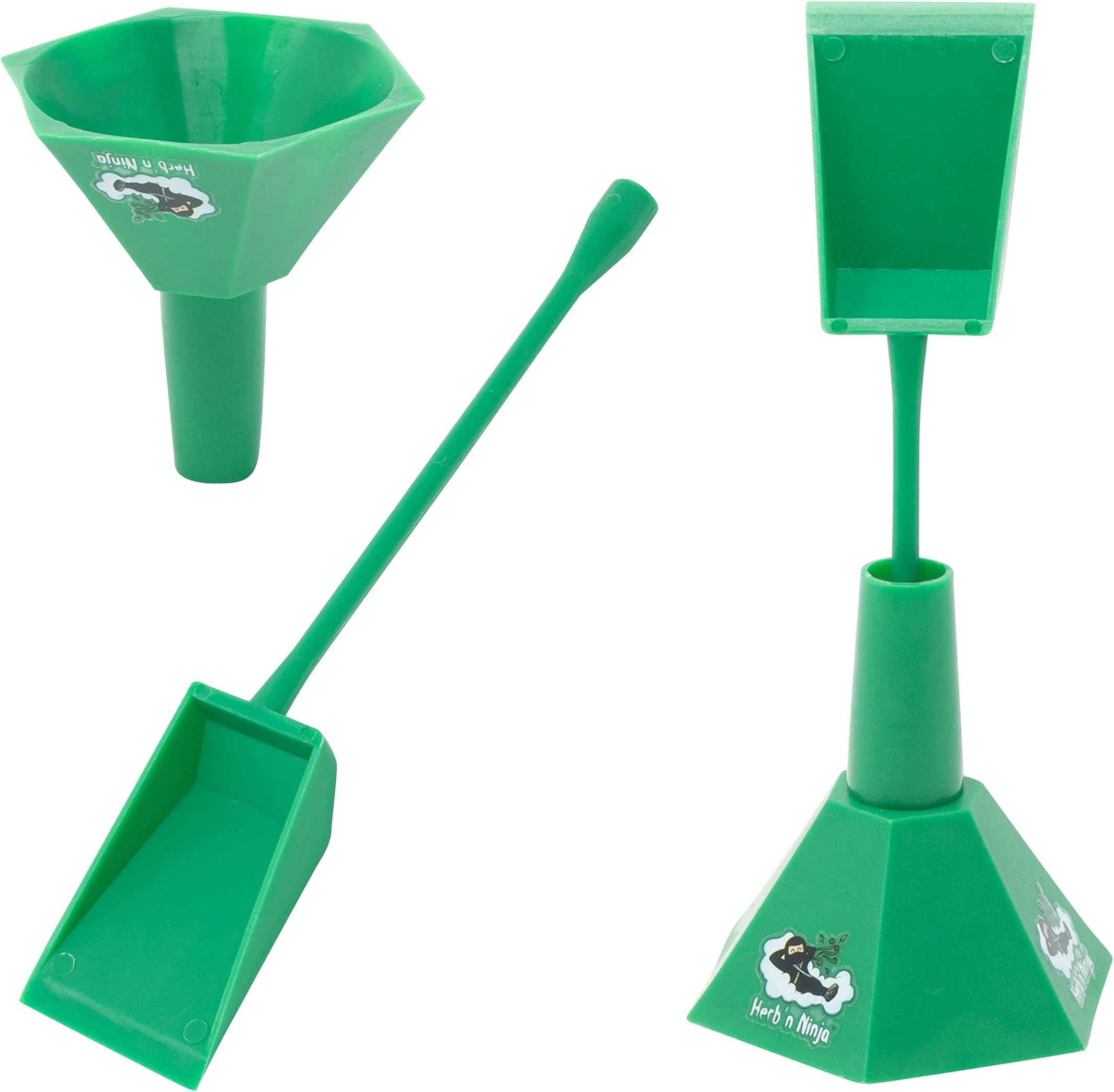 Herb'n NinjaCone Loader for 1 1/4, King Size and larger Pre Rolled Cones | Simple Quick and Efficient Cone Loading Accessory to Pack Perfect Preroll |Rolling Machine| Funnel and Shovel Packer (Green)