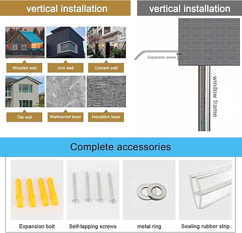 Miniatura 7 de Toldo invisible para puerta delantera, toldo para exteriores, toldo transparente para jardín, patio, toldo de entrada, cubierta de policarbonato con