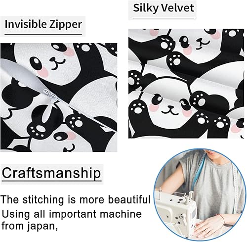 Miniatura 4 de Mcewoel Juego de 2 fundas de almohada con diseño de panda de 18 x 18 pulgadas, funda decorativa de cojín de panda lindo para el hogar, dormitorio,
