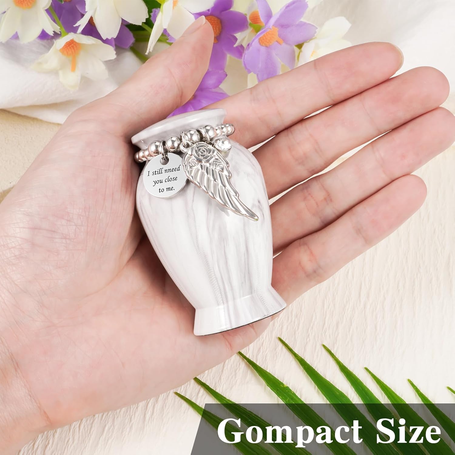 Small Urns for Human Ashes Keepsake Marble Pattern Mini Cremation Urn for Human Ashes for Women Memorial Gift-White