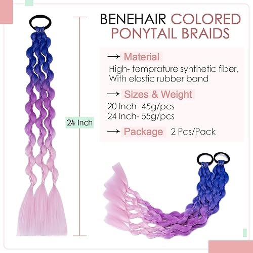 Miniatura 2 de Benehair Extensión de cola de caballo de burbujas para mujeres negras  Estilo protector largo trenzado Afro Puff  Postizos sintéticos suaves