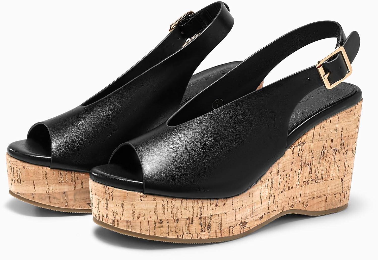 Coutgo Womens Platform Wedge Sandals Open Peep Toe Slingback Cork High Heels Summer Beach Shoes - Image 5
