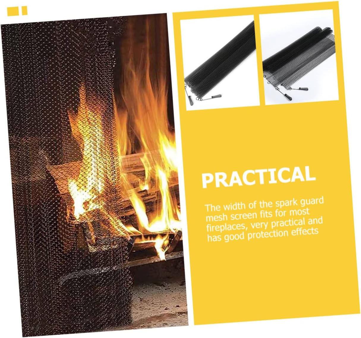 Alipis 2pcs Fireplace Mesh Screen Curtains Mesh Fireplace Curtain Handles Xin Iron Fire Screen Guard