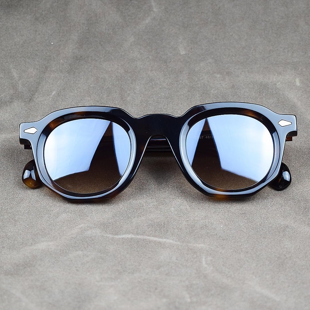 Retro Polarized Vintage Spring Hinges Sunglasses Round Acetate Eyeglasses Frames Unisex for Men Women