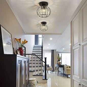 Chandelier Crystals Ceiling Lighting Fixtures, Small LED Flush Mount Ceiling Light for Kitchen Hallway Dining Rooms Living Rooms Bar (Black) [Energy Class A]