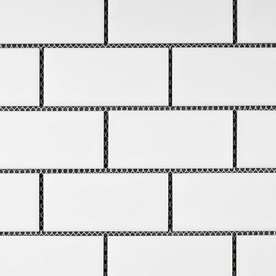BT-PM16 2x4 White Porcelain Brick Floor and Wall Tile Mosaic Tile (Matt Finish) 11-3/4 in. x 11-1/4 in. x 6mm 1 Sheet0.92 sqt (1 Box (11 Sheets))