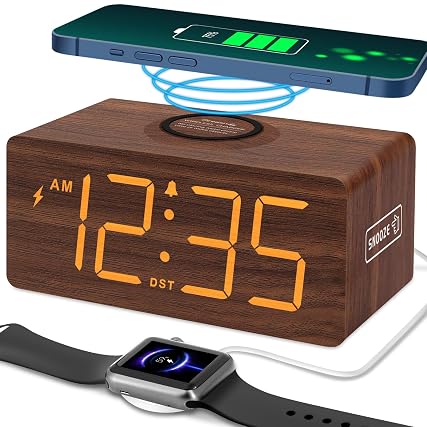 Dream Sky Wooden Digital Alarm Clock with Wireless Charging for Bedroom, Bedside Nightstand Clock photo Dream Sky Wooden Digital Alarm Clock with Wireless Charging for Bedroom, Bedside Nightstand Clock