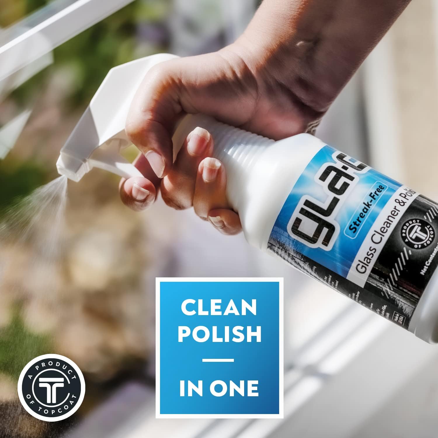 TopCoat Gla-C Car Window Cleaner - Water-Based Car Glass Cleaner for Windshields, Acrylic, Vinyl, and More - Improves Visibility and Cleans and Polishes Without Streaks - 16-Ounce Spray Bottle