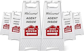 6 Pack Open House Signs for Real Estate, 24'' x 12'' Double Sided Real Estate Signs, Property Yard Sale Posters Directional Arrows for Agent Supplies
