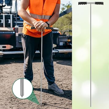 Stainless Steel Soil Probe Rod, 32-48 Inch Hight Adjustable Ground Rod Tool with T Handle, Portable Ground Probe Rod for Locating Septic Tanks Underground Pipes
