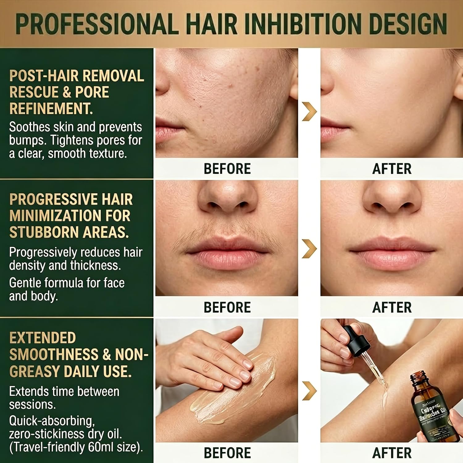 98% Pure Cyperus Rotundus Oil, Natural Nutgrass Oil & Hair Growth Inhibitor for Body & Face, Post-Hair Removal Serum for Strawberry Legs, Razor Bumps & Ingrown Hair Care, 2.03 Fl Oz