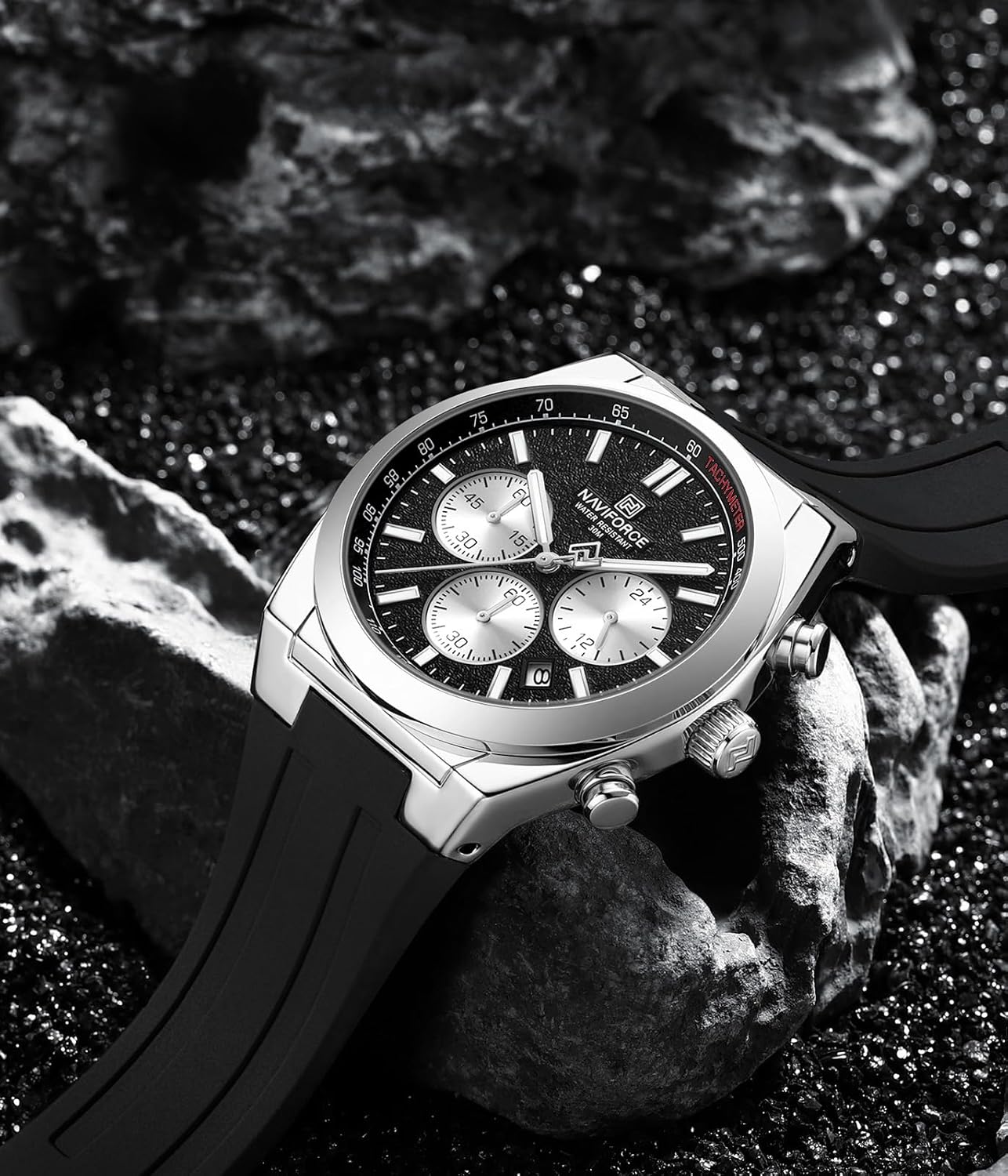 NAVIFORCE Watches for Men Multifunctional Chronograph Analog Quartz Waterproof Wirstwatch Silicone Strap Man Gifts - Image 2