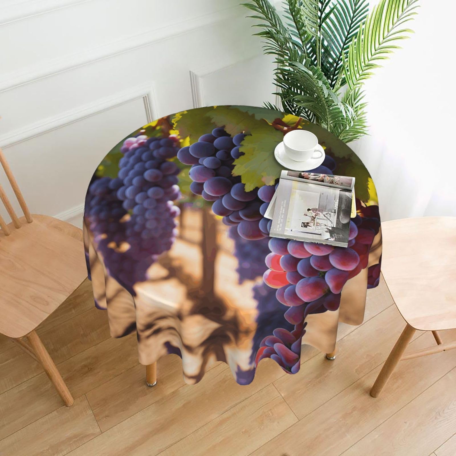 HLBSDM Desert Grapes Printed Practical Round Tablecloth, Durable, Suitable for Home, Restaurant, Hotel, Gathering, and Decorative Table Covers