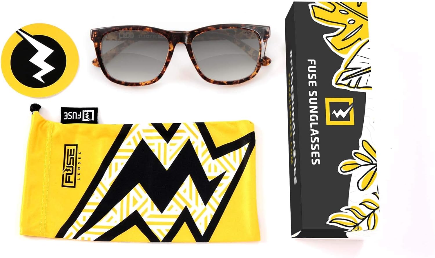 Fuse Lenses Lido UV Sunglasses with Replacement Lenses - Tortoise Frames