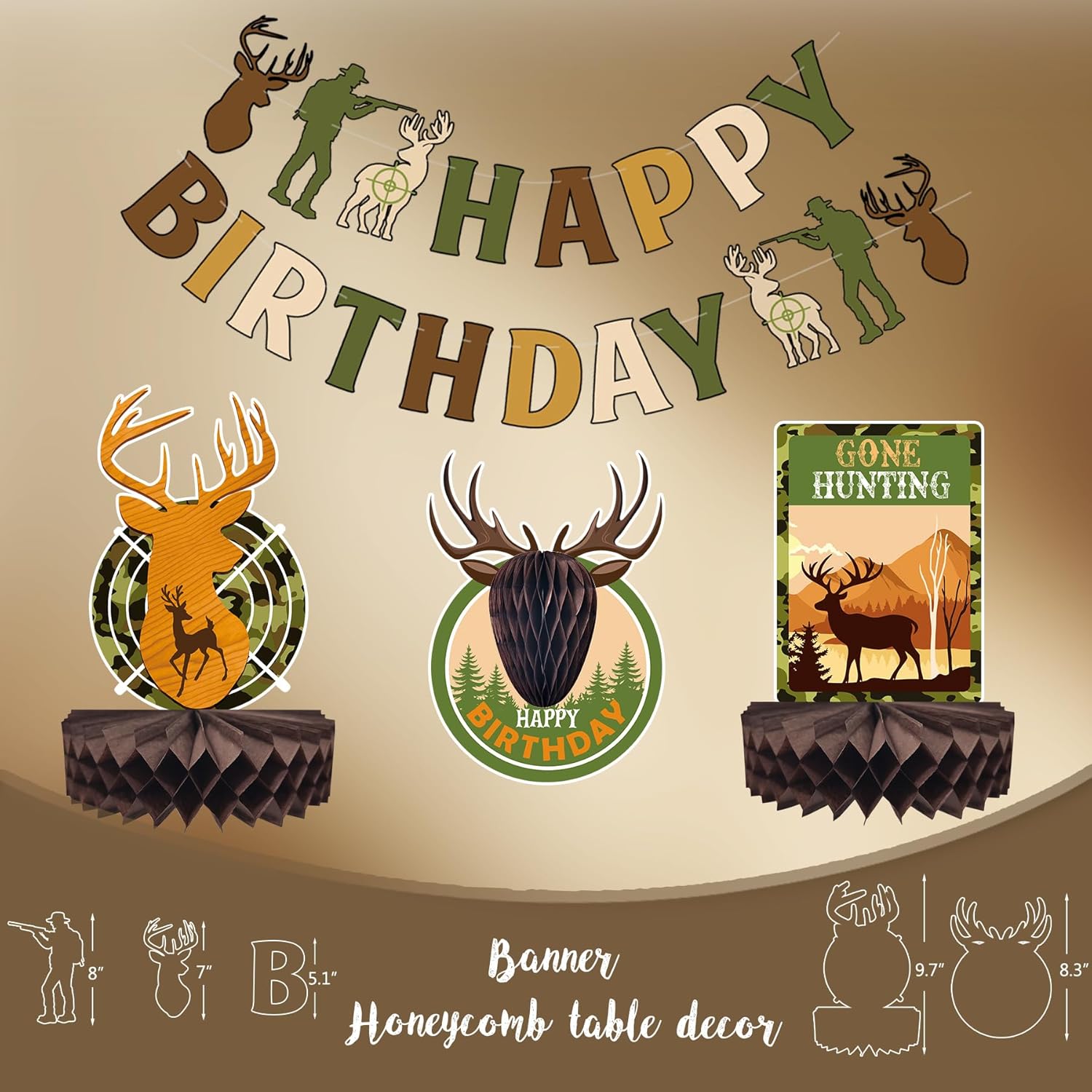 Hunting Birthday Party Decorations Supplies, Camo Deer Hunting Birthday Decoration, Camping Picnic Bday Decor