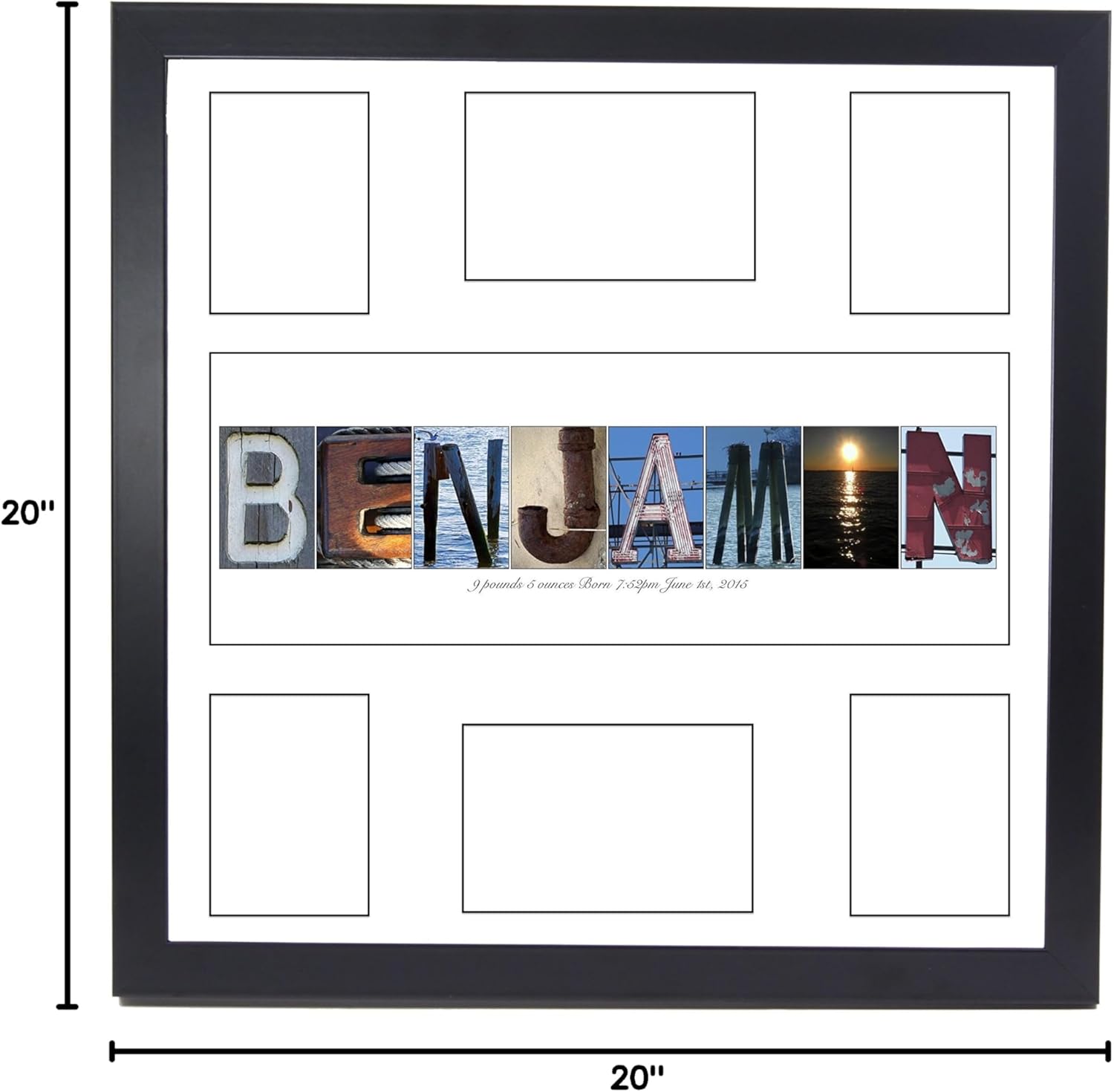 Personalized Children's Guest Registry Signature Mat with 6 Opening Name Collage, 20 by 20 inch Frame Included - Exclusively By Creative?