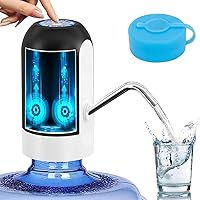 Myvision 5 Gallon Electric Water Pump Dispenser - USB Rechargeable Portable BPA-Free Pump for Home Office Camping, Fits 3-5 Gallon Bottles (Black)