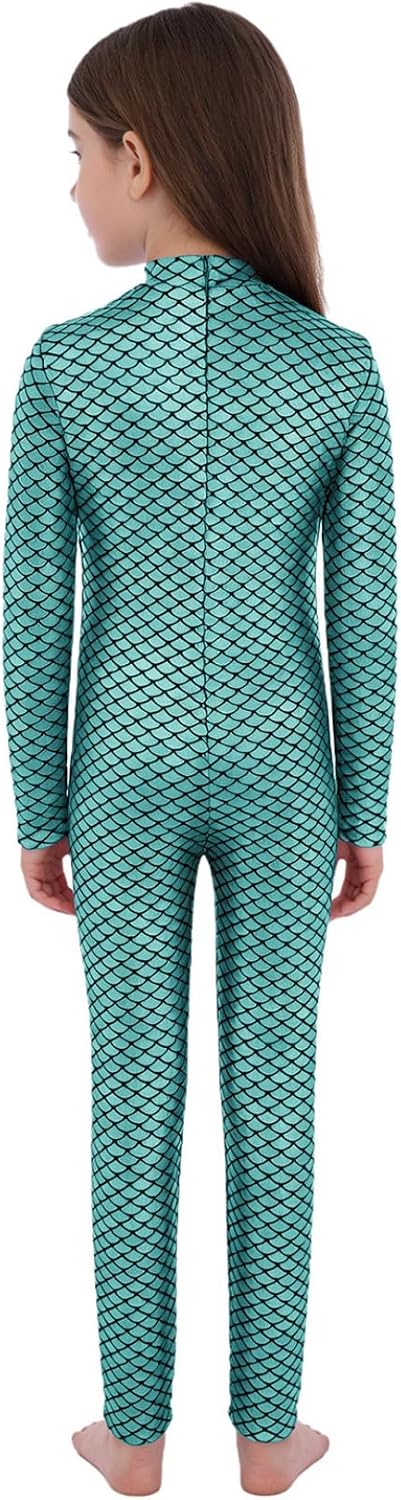 DINORMIN Metallic Unitard for Girls Full Length Jumpsuit Ballet Leotard Long Sleeve Dance Bodysuit Acrobatics Costume