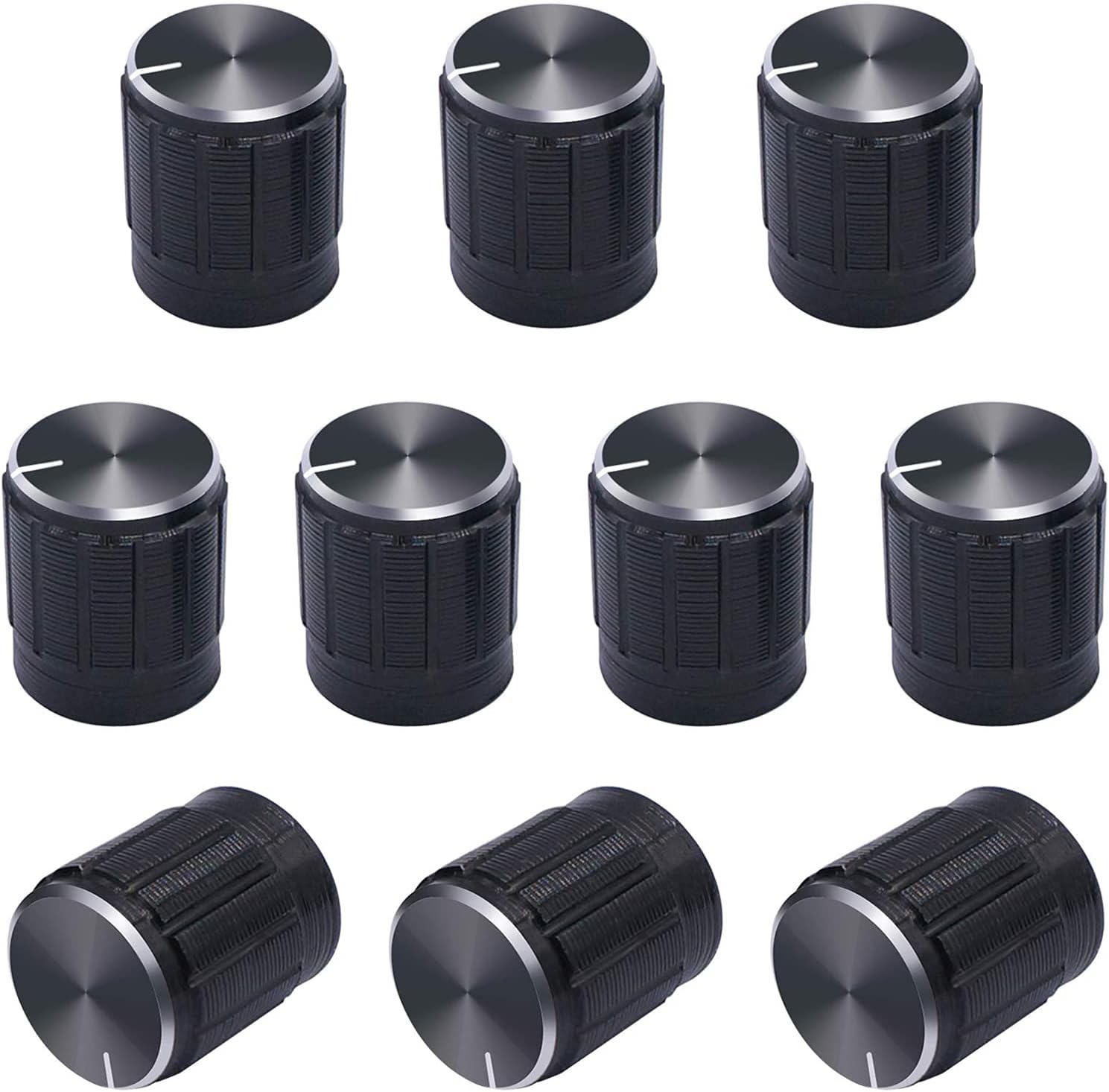 10pcs Black Metal 6 mm Knurled Shaft Insert Dia.Potentiometer Rotary Encoder knob Switch knobs 15mm Dia.x 16mm