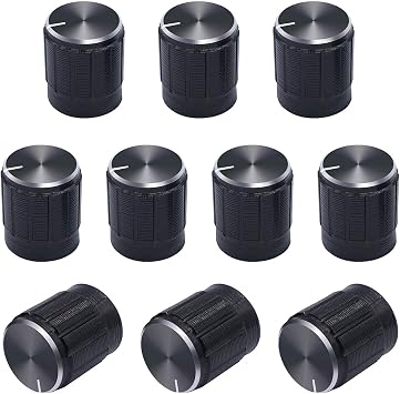 10pcs Black Metal 6 mm Knurled Shaft Insert Dia.Potentiometer Rotary Encoder knob Switch knobs 15mm Dia.x 16mm