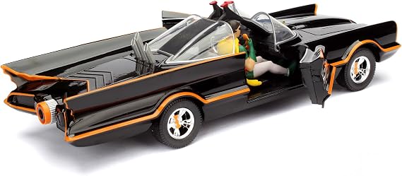 Jada, 9398259314R00, Batman 1966 Classic Batmobile Model Aracı, Serbest Tekerlek, Die-Cast (Metal), Açılabilen Parçalar (Kapı), 22 Cm, 1:24