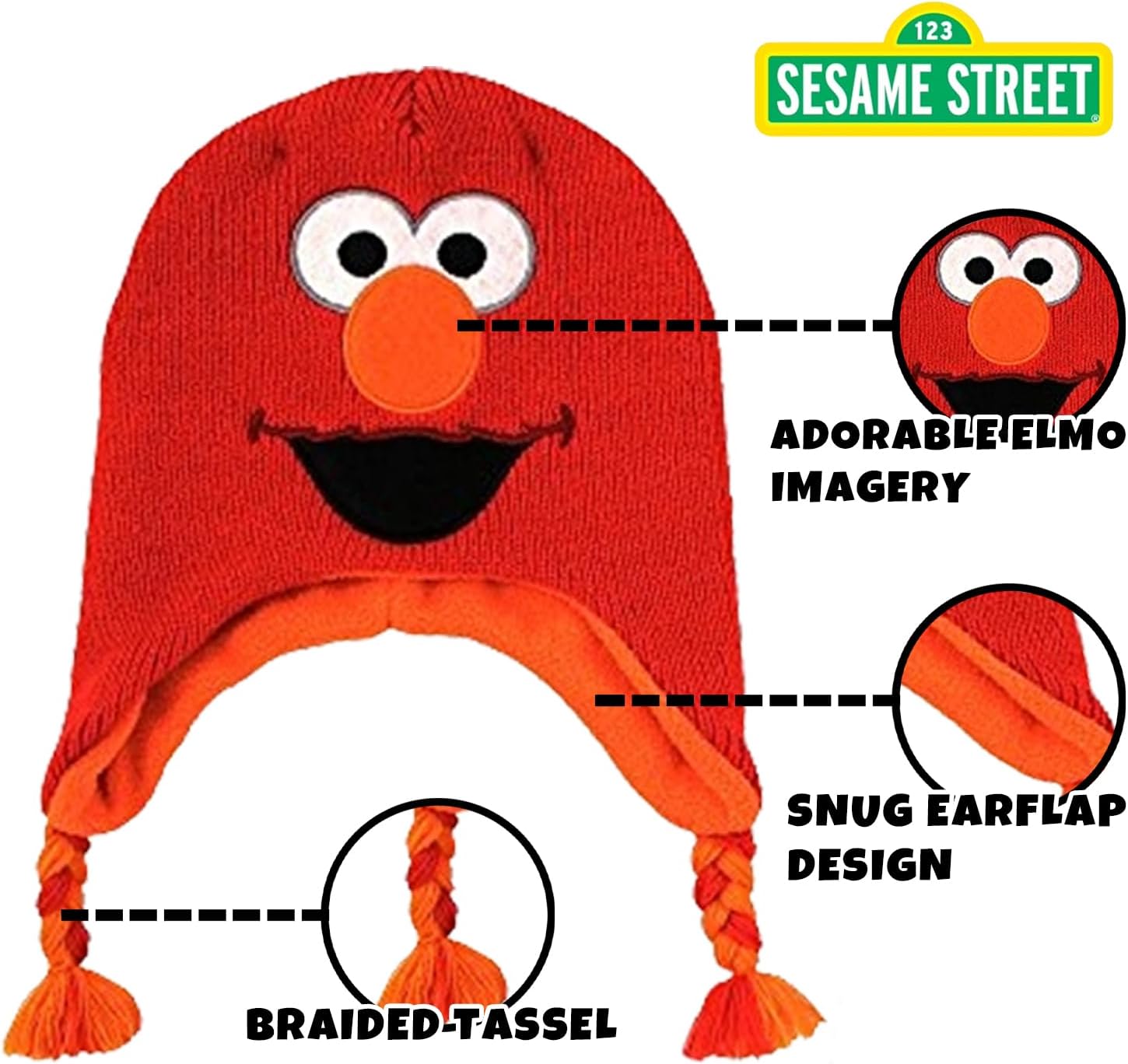 Sesame Street Elmo Hat and 2 Pair Mittens Cold Weather Set (2-4), Size Age 2-4, Elmo Mitten Set Red/Orange
