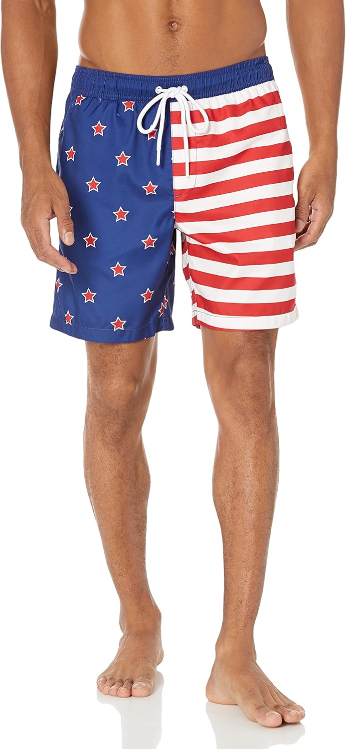 Amazon Essentials Men's 7" Quick-Dry Swim Trunk X-Large Stars Print
