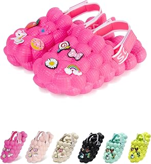 Bubble Slides for Kids, Funny Massage Kids Bubble Ball Slides with charms,Toddler Diy Charms Massage Slippers Adjustable Elastic Band Kids Sandals for Indoor Outdoor Non-Slip Thick Sole Shower Shoes
