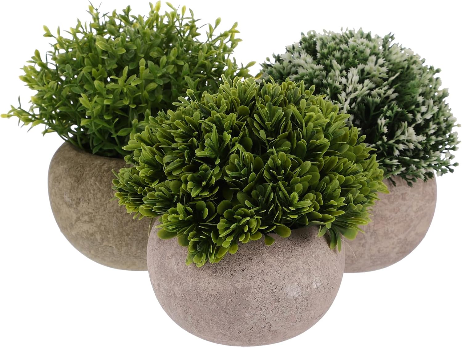 Artificial Plants Small Greenery Plants Faux Topiary Shrubs 3pcs Mini Green Potted Decor Set for Indoor Home Office Bathroom Display