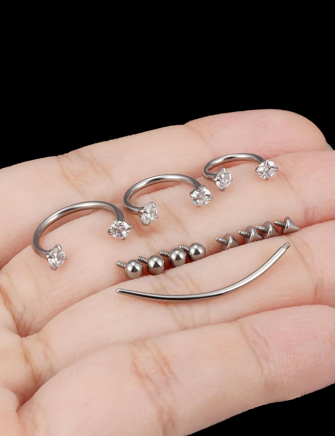 Oufksiyy 16g Septum Rings Internally Threaded Surgical Steel Septum Jewelry Lip Rings Hoop Labret Jewelry Horseshoe Earrings Daith Piercing Jewelry for Women Men 8mm 10mm 12mm Silver Gold Black - Image 6